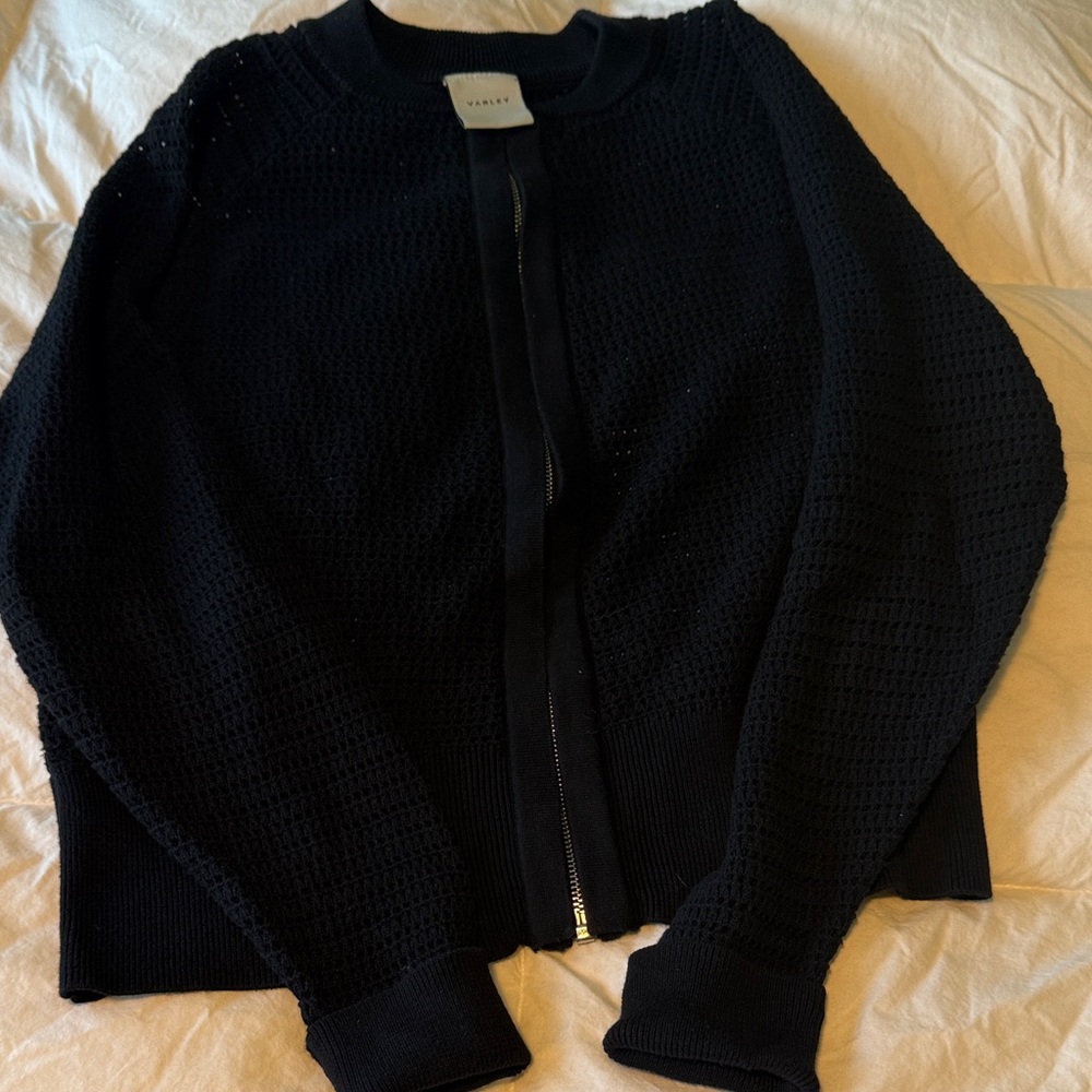 Varley Black Knit Zip Cardigan--XS